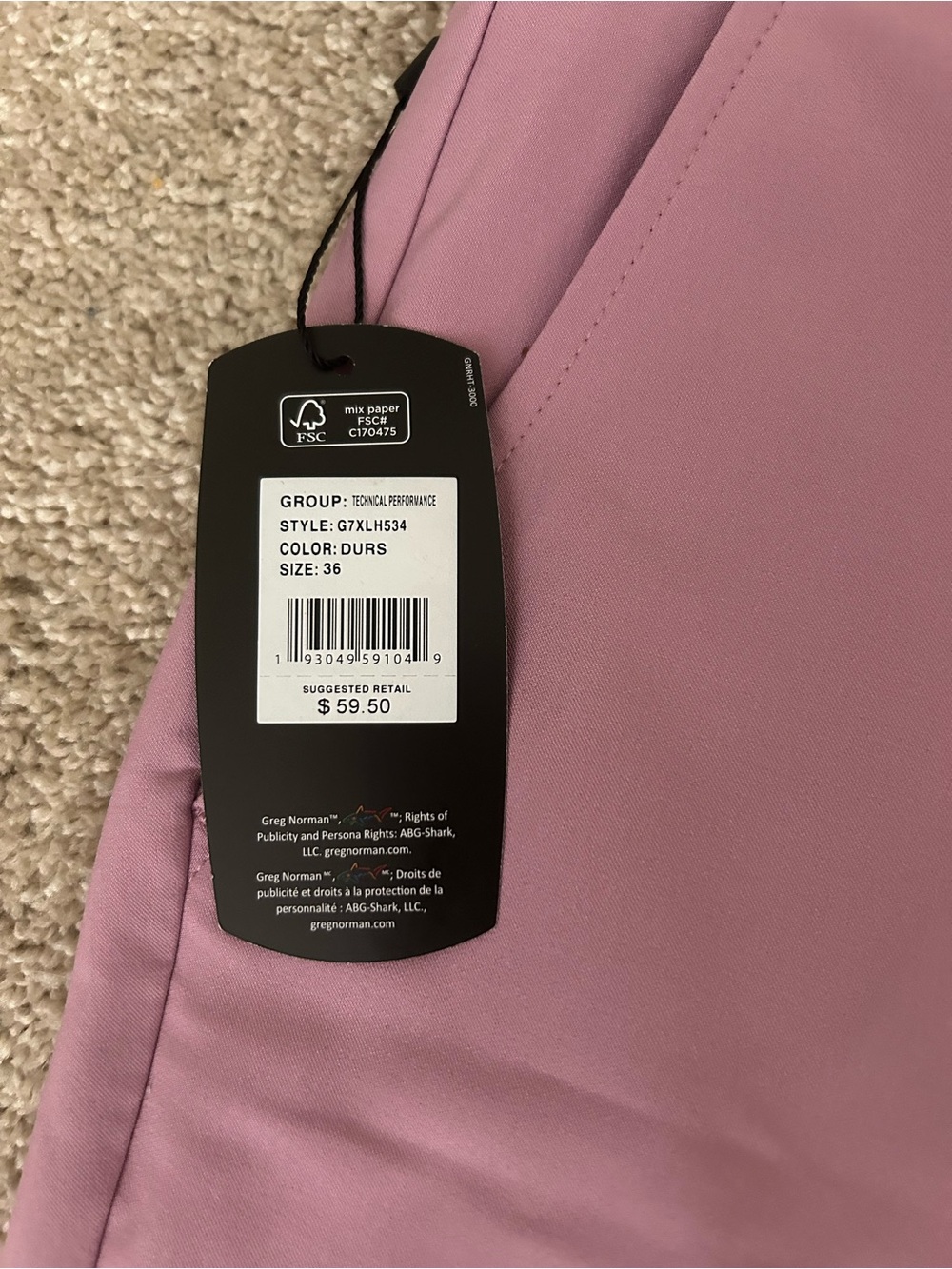 Greg Norman Collection Men's Flat Front Performance Shorts in Mauve - Picture 5 of 5